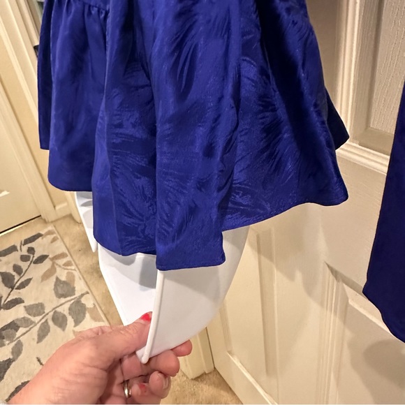 CC Courtenay Vintage Silk Blue Tone on Tone Long Sleeve Blouse Size 10 - Picture 5 of 9